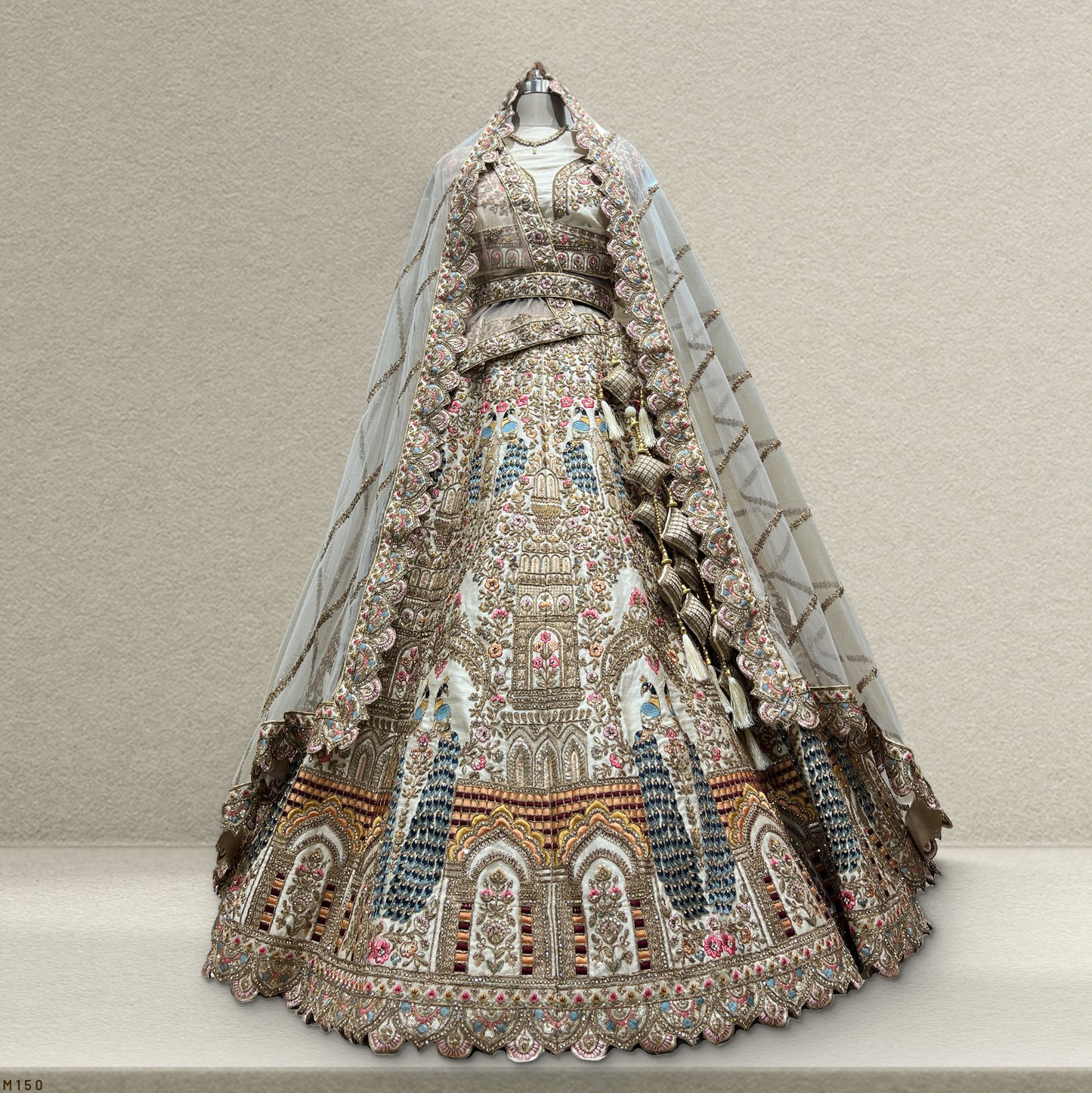 Rosé - Wedding Trousseau in Pastel Hues Off White Lehenga