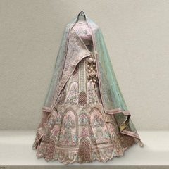 Damsel - Raw silk Soft Pink Wedding Bridal Lehenga Look JMS Studio {{ Royal Red Bridal Lehenga}}