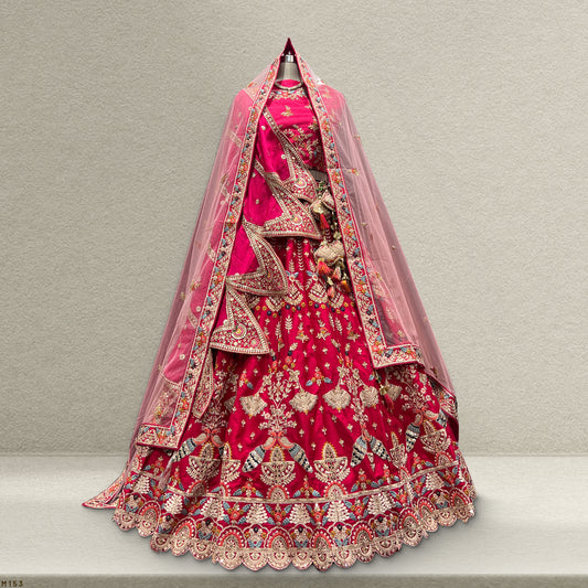 Dulhan in Rani Pink Lehenga : Double Dupatta Royal Baggi Collection JMS Studio {{ Royal Red Bridal Lehenga}}