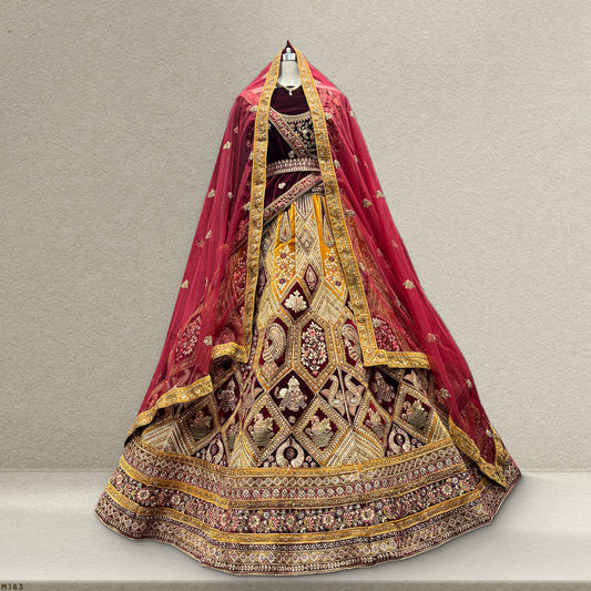 Rajgharana - The Velvet Gold Bridal Lehenga JMS Studio {{ Royal Red Bridal Lehenga}}