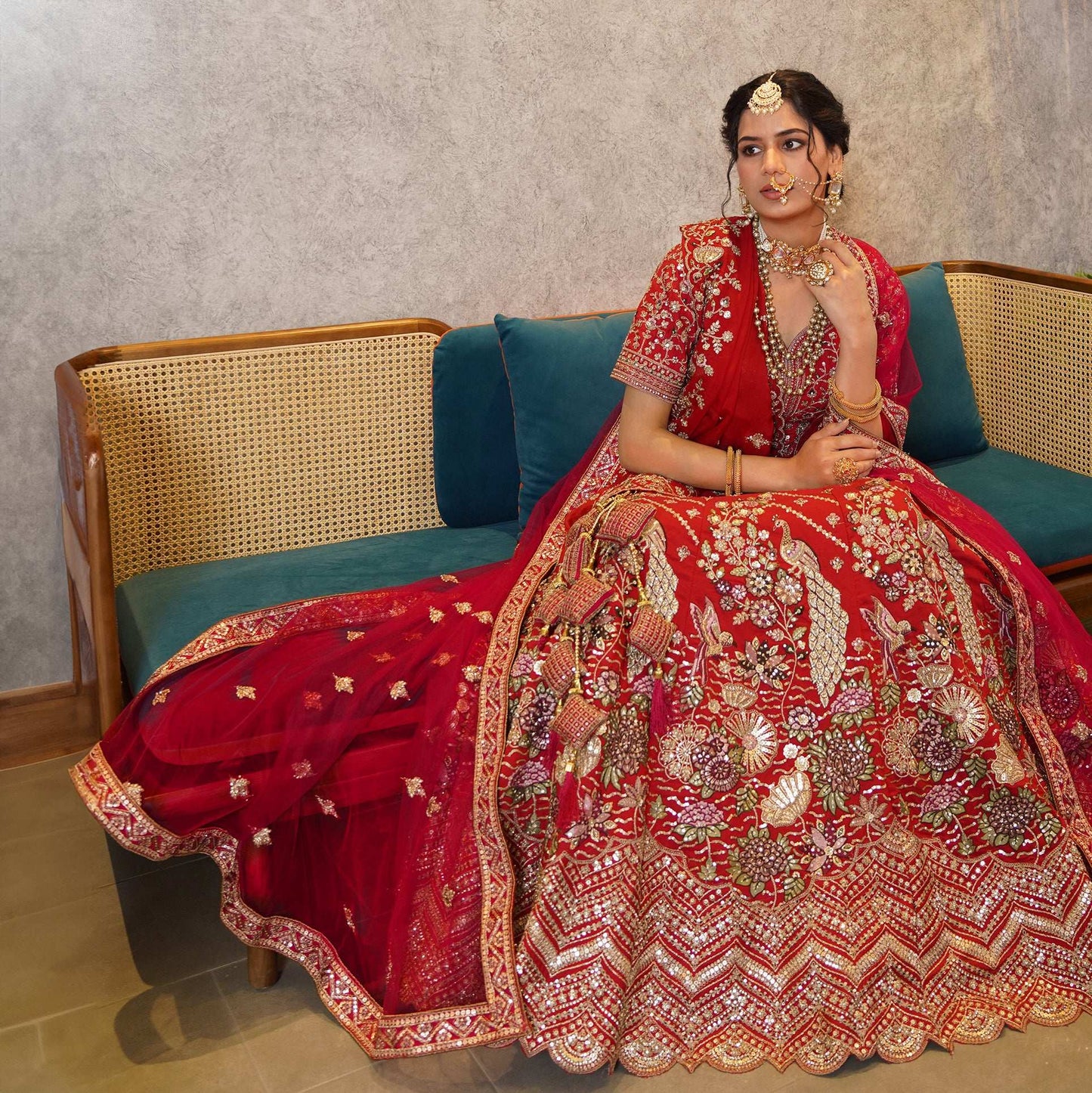 Sangria : Soft Silk Royal Red Gorgeous Bridal Lehenga