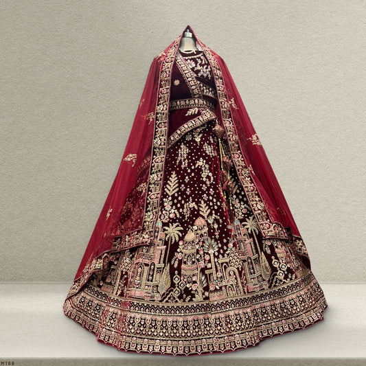 Rajgharana - Double Dupatta Timeless Maroon Bridal Lehenga