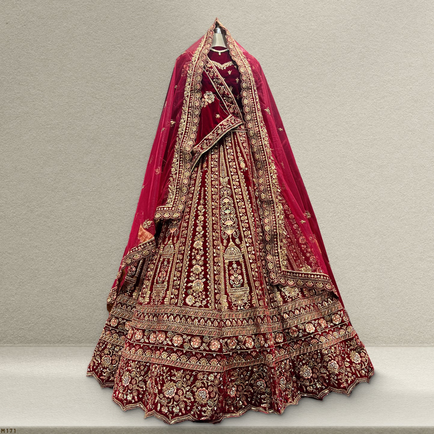 Rajgharana - Double Dupatta Timeless Bridal Lehenga Maroon