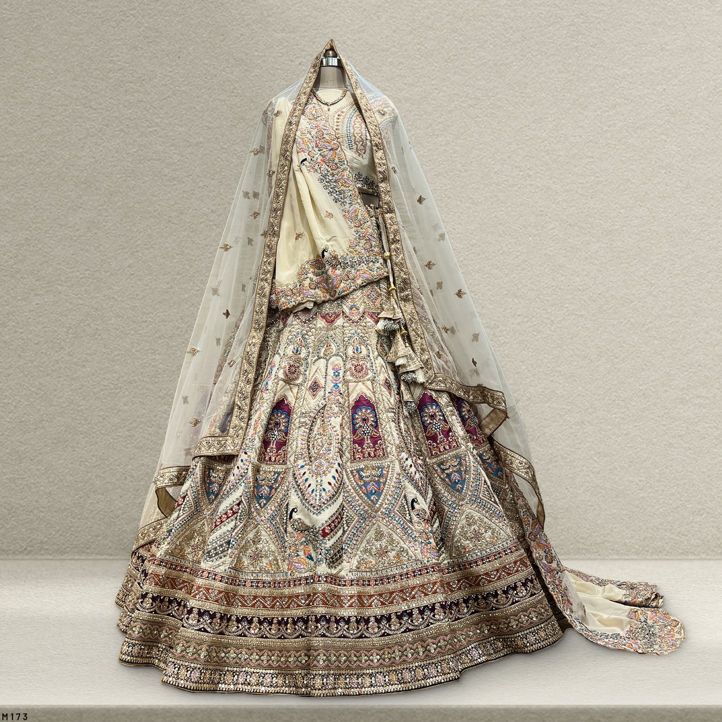 Rosé - Wedding Trousseau in Pastel Hues Double Dupatta Silk Bridal Lehenga