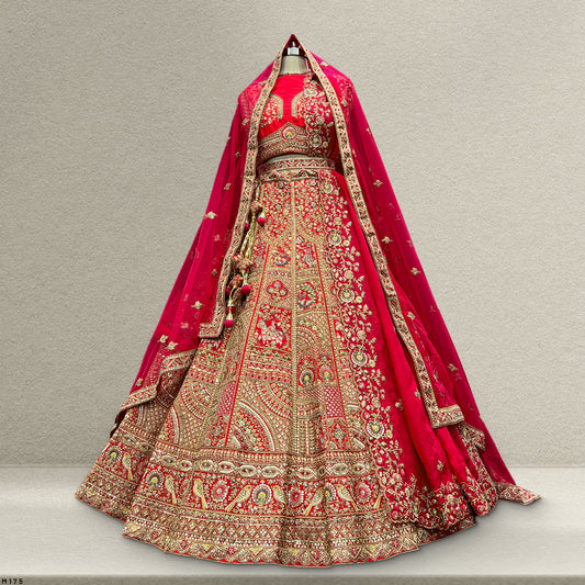 Sangria : Double Dupatta Royal Red Bridal Lehenga