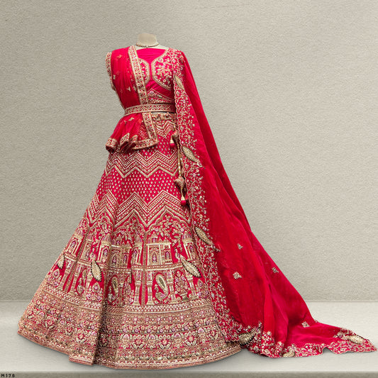 Sangria : Double Dupatta Rani Pink Gorgeous Bridal Lehenga