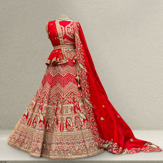 Sangria : Double Dupatta Royal Red Bridal Lehenga