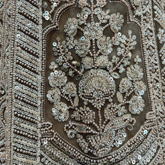 Jazzagals - Beads & Pearls Handwork Ash Brown Reception Lehenga