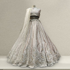 Rosé - Wedding Trousseau in Pastel Hues Tussar Silk Handwork Lehenga - JMS Studio
