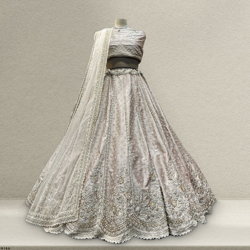 Rosé - Wedding Trousseau in Pastel Hues Tussar Silk Handwork Lehenga - JMS Studio