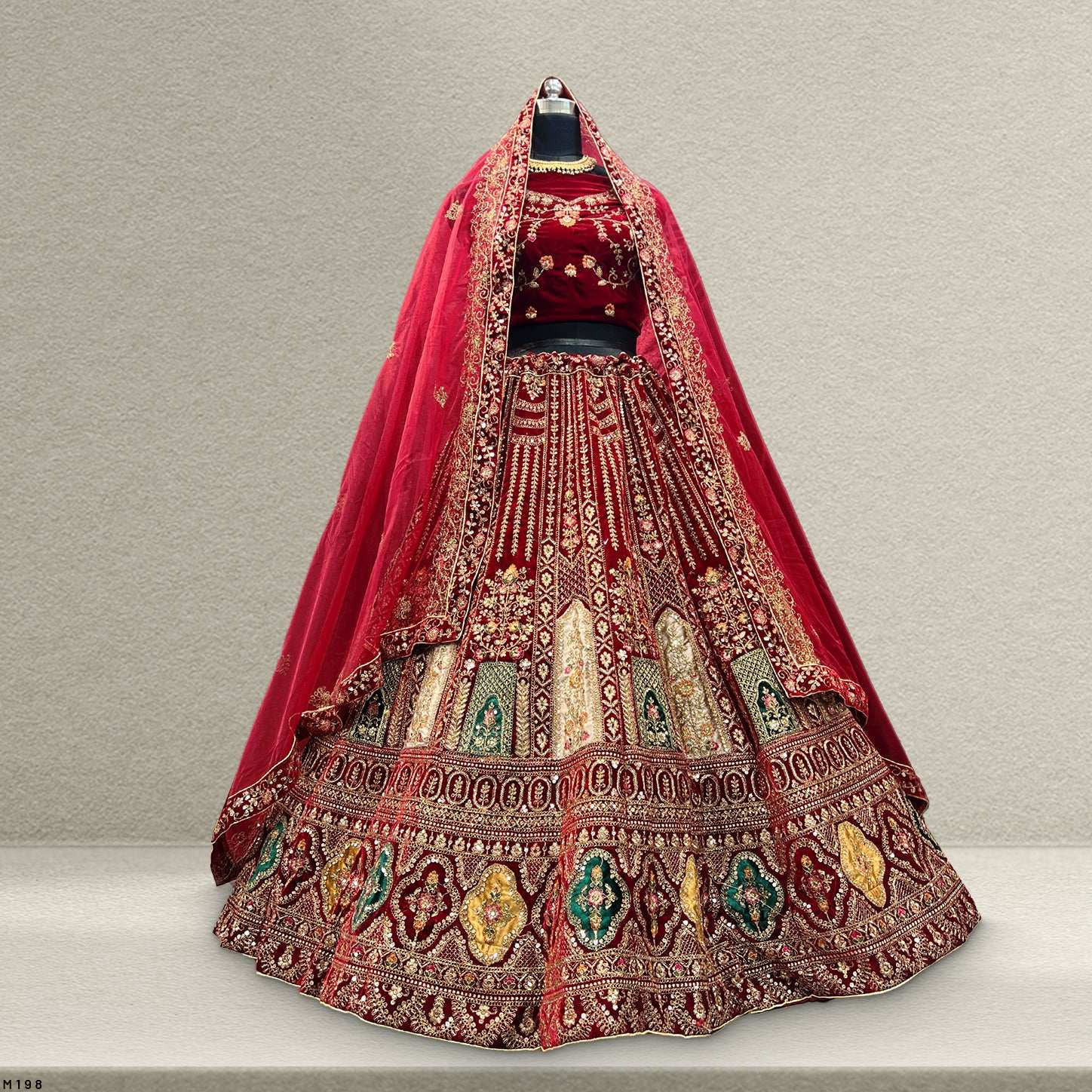 Pagfera : Rajwada Style Velvet 9000 Bridal Lehenga