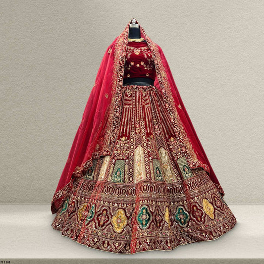 Pagfera : Rajwada Style Velvet 9000 Bridal Lehenga