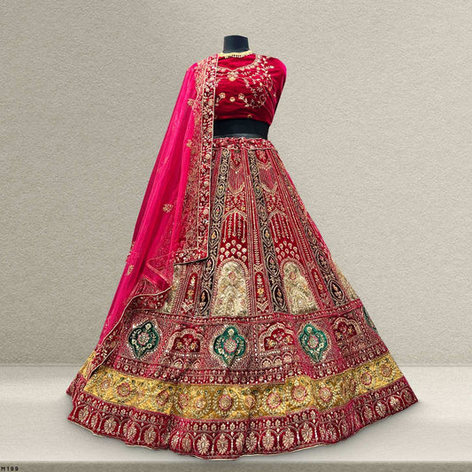 Pagfera : Rajwada Style Velvet 9000 Bridal Lehenga