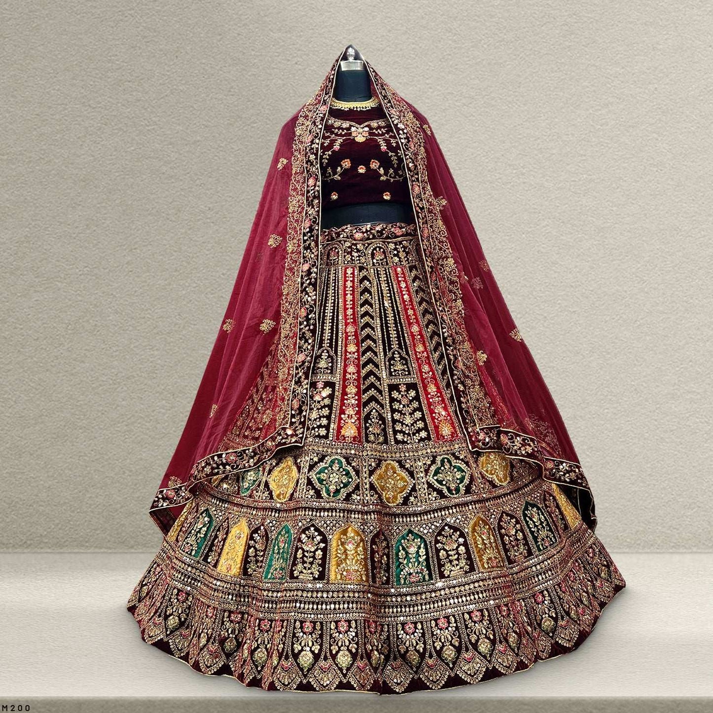 Pagfera : Rajwada Style Velvet 9000 Bridal Lehenga