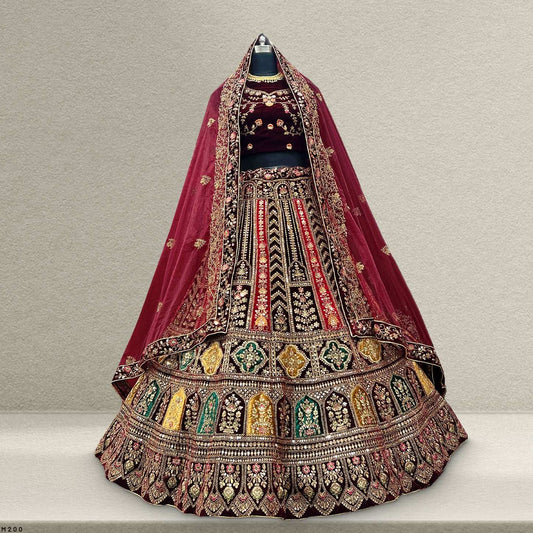 Pagfera : Rajwada Style Velvet 9000 Bridal Lehenga