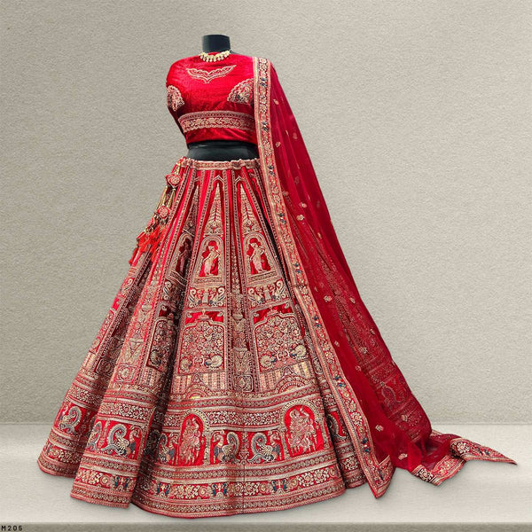 Amrapali - Big Flared  Fuchsia Red Royal Wedding Lehenga