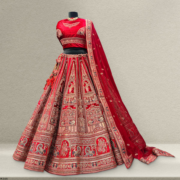 Amrapali - Big Flared  Fuchsia Red Royal Wedding Lehenga