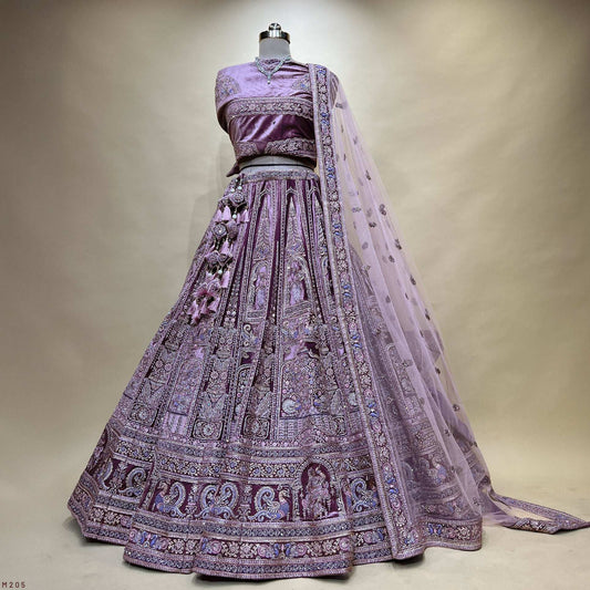 Damsel - Luxe Velvet Mystic Lavender Designer Lehenga
