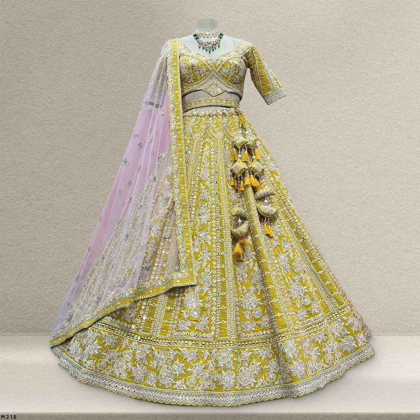 Damsel - Raw Silk Yellow Big Flared Designer Replica Lehenga