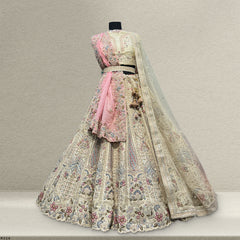 Rosé - Embroidered Raw Silk Off White Bridal Wear with Double Dupatta
