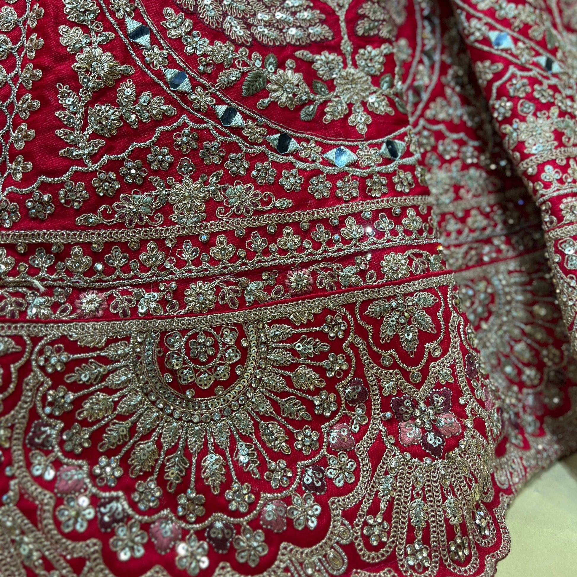 Sangria : Double Dupatta Royal Red Flared Bridal Lehenga