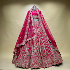 Sangria : Double Dupatta Rani Pink Royal Look Flared Bridal Lehenga