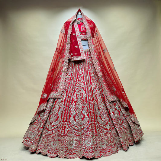 Sangria : Double Dupatta Royal Red Flared Bridal Lehenga
