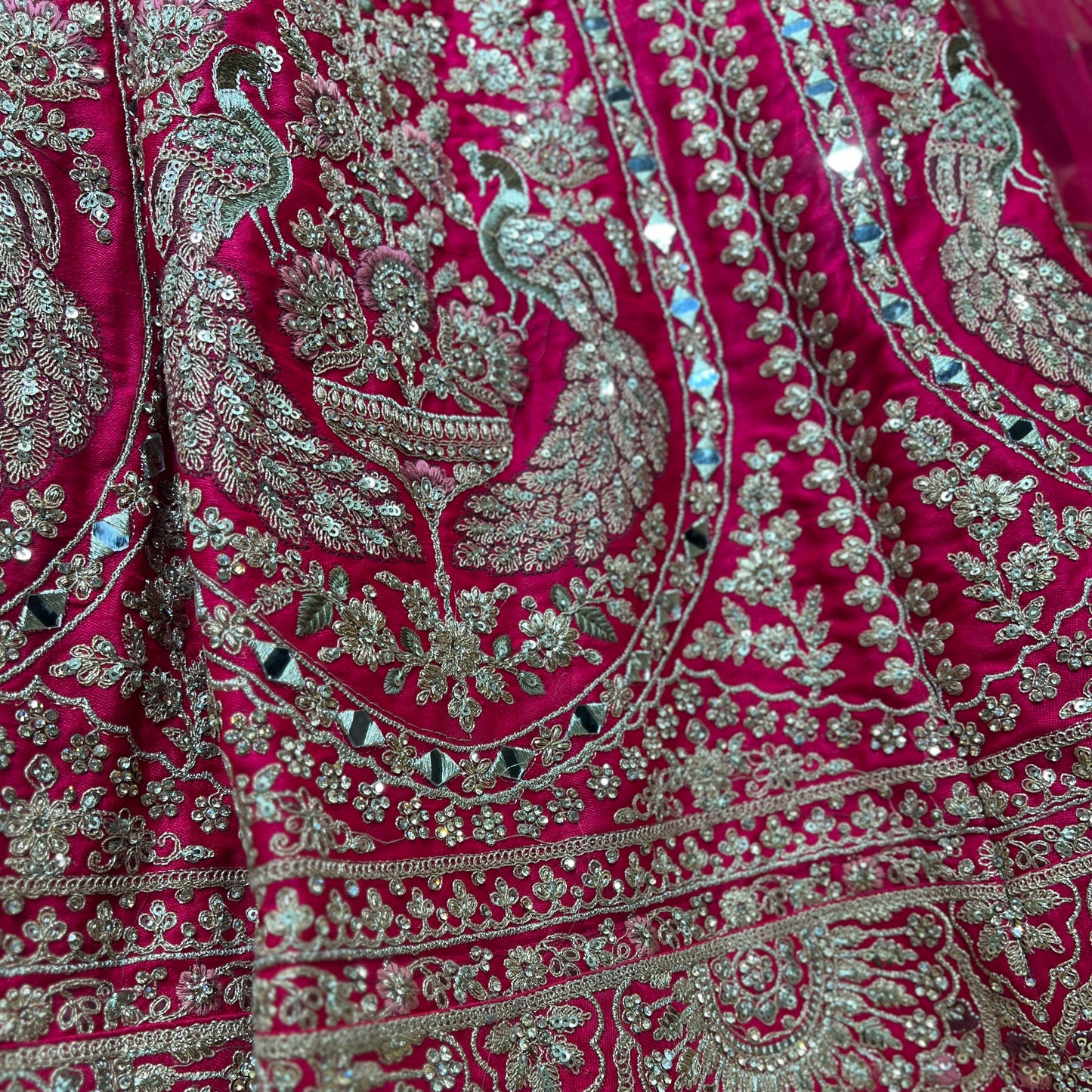 Sangria : Double Dupatta Rani Pink Royal Look Flared Bridal Lehenga