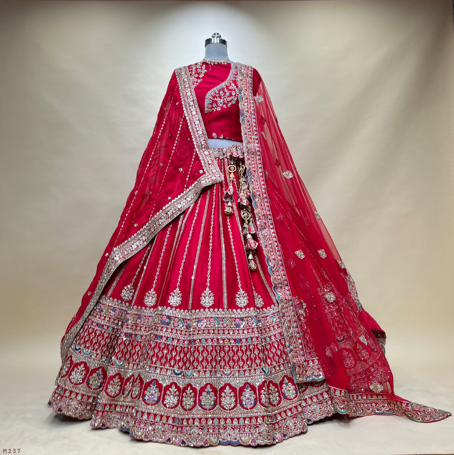 Sangria : Cutdana Beads Handwork Royal Red Designer Bridal Lehenga