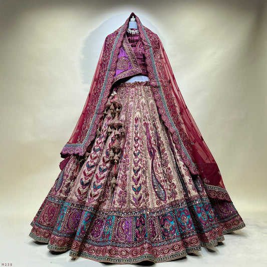 Rajgharana - The Velvet Double Dupatta Maroon Bridal Lehenga