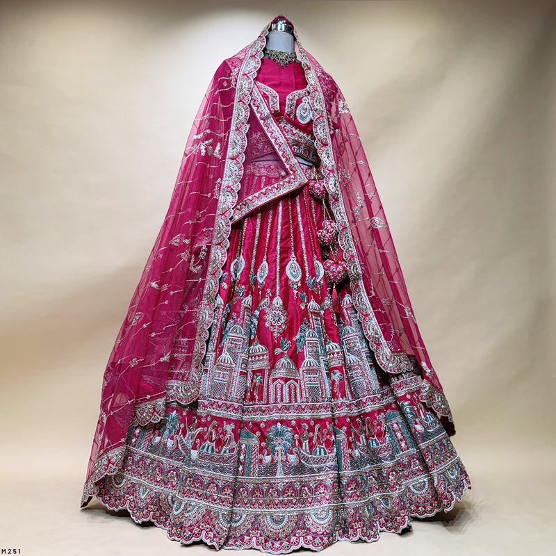Rajgharana - Double Dupatta Rani Pink Handwork Wedding Lehenga