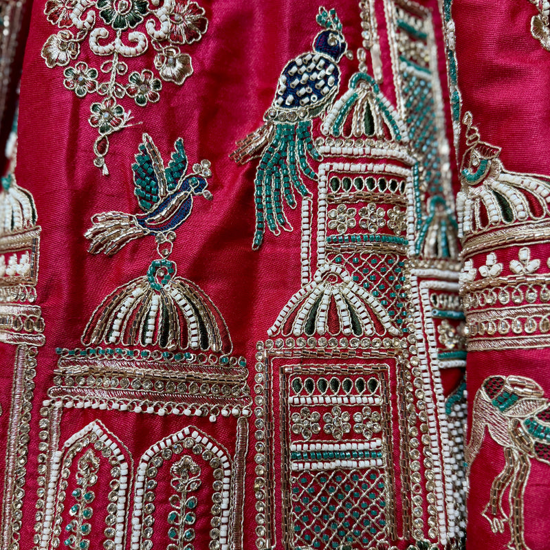Rajgharana - Double Dupatta Rani Pink Handwork Wedding Lehenga