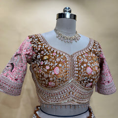 Damsel - Double Dupatta Multicolor Velvet Designer Lehenga - JMS Studio