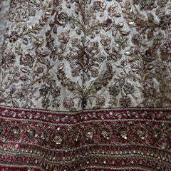 Royal Baggi: Ivory Panetar Zari Stone Work Bridal Lehenga