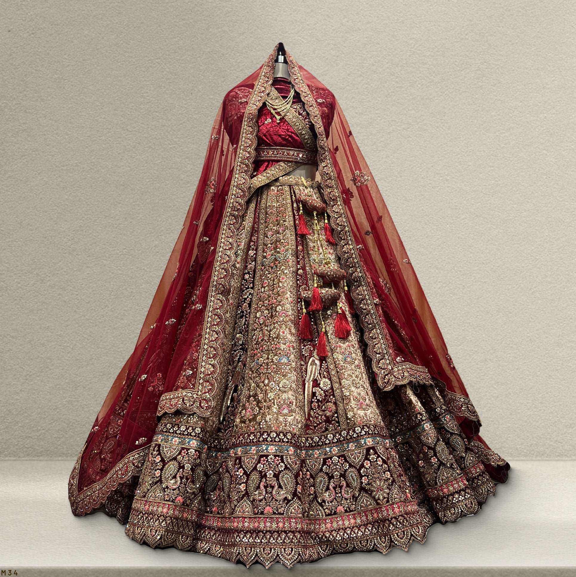 Rajgharana - The Velvet Maroon Bridal Lehenga