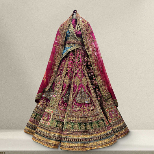 Amrapali - The Royal Rajwadi Wine Color Bridal Lehenga JMS Studio {{ Royal Red Bridal Lehenga}}