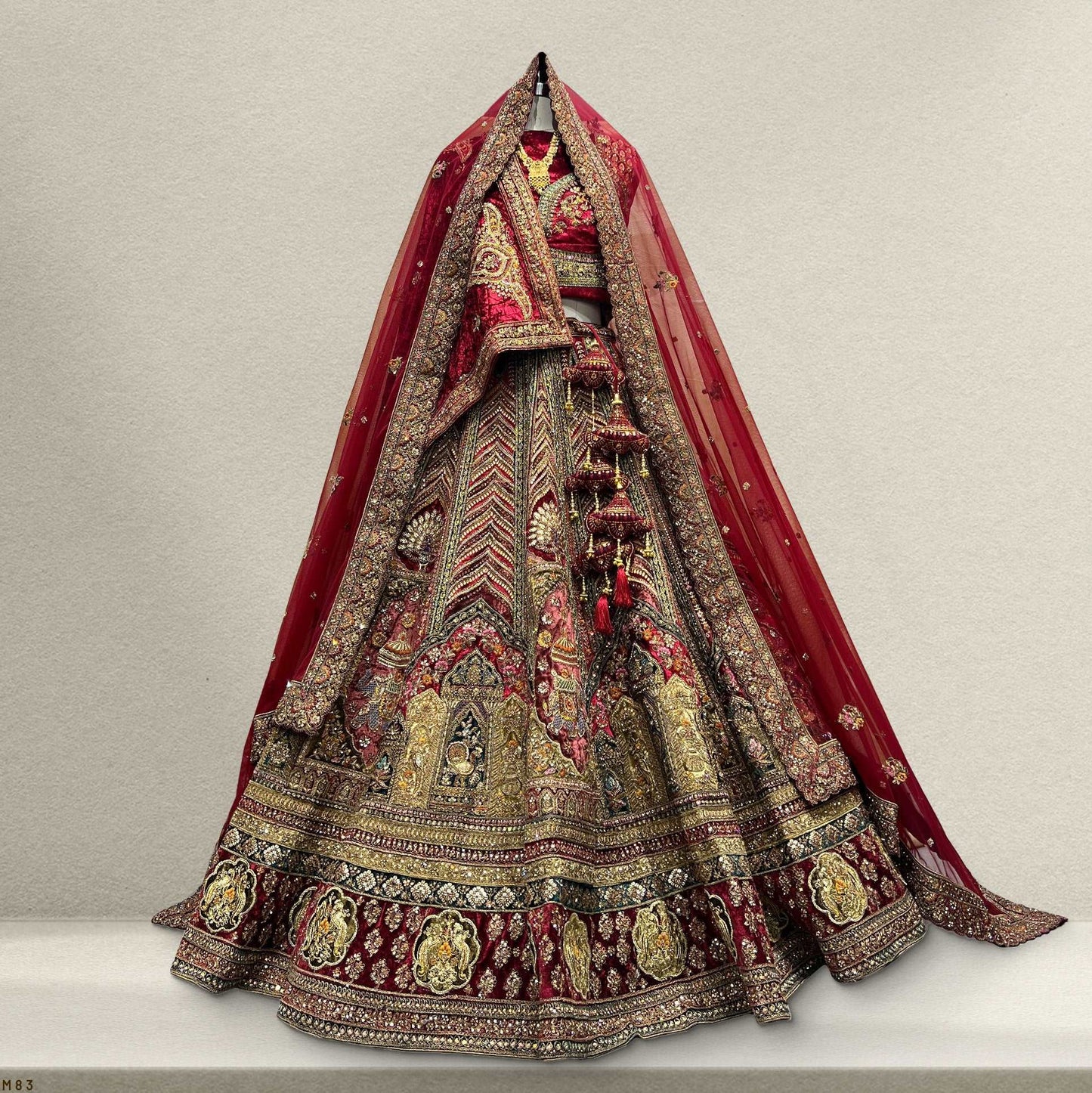 Rajgharana - The Velvet Maroon Bridal Lehenga JMS Studio {{ Royal Red Bridal Lehenga}}