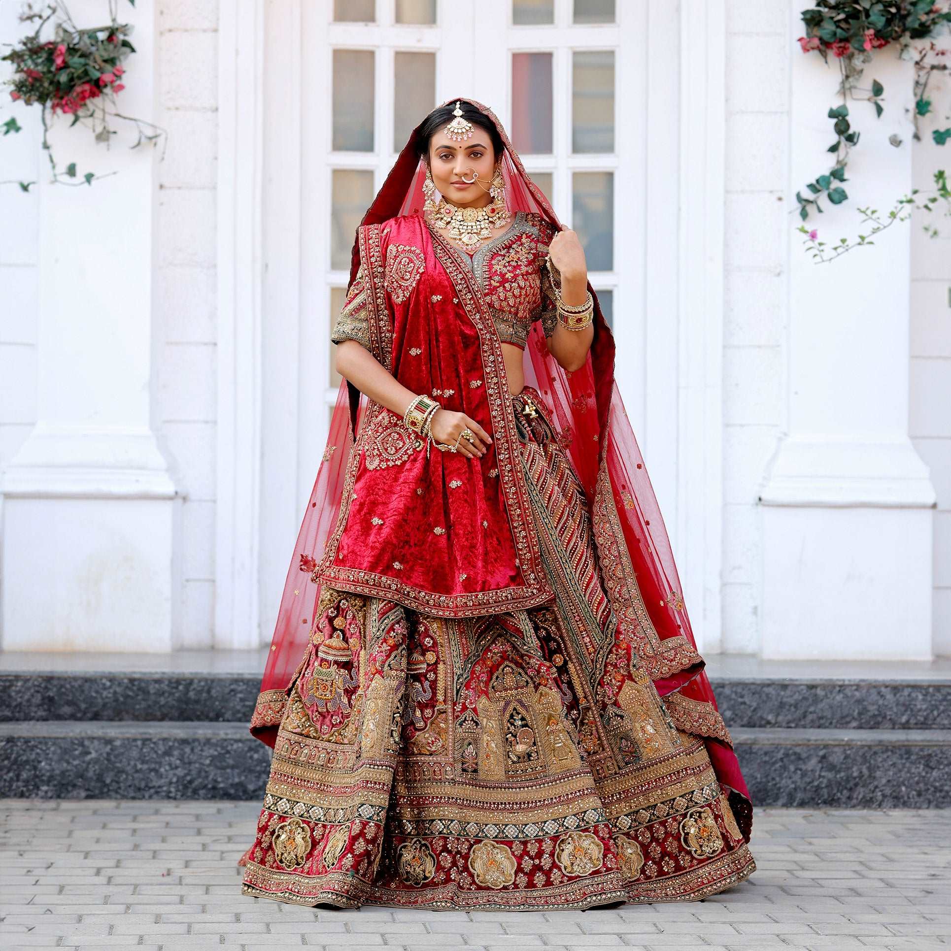 Rajgharana - The Velvet Maroon Bridal Lehenga