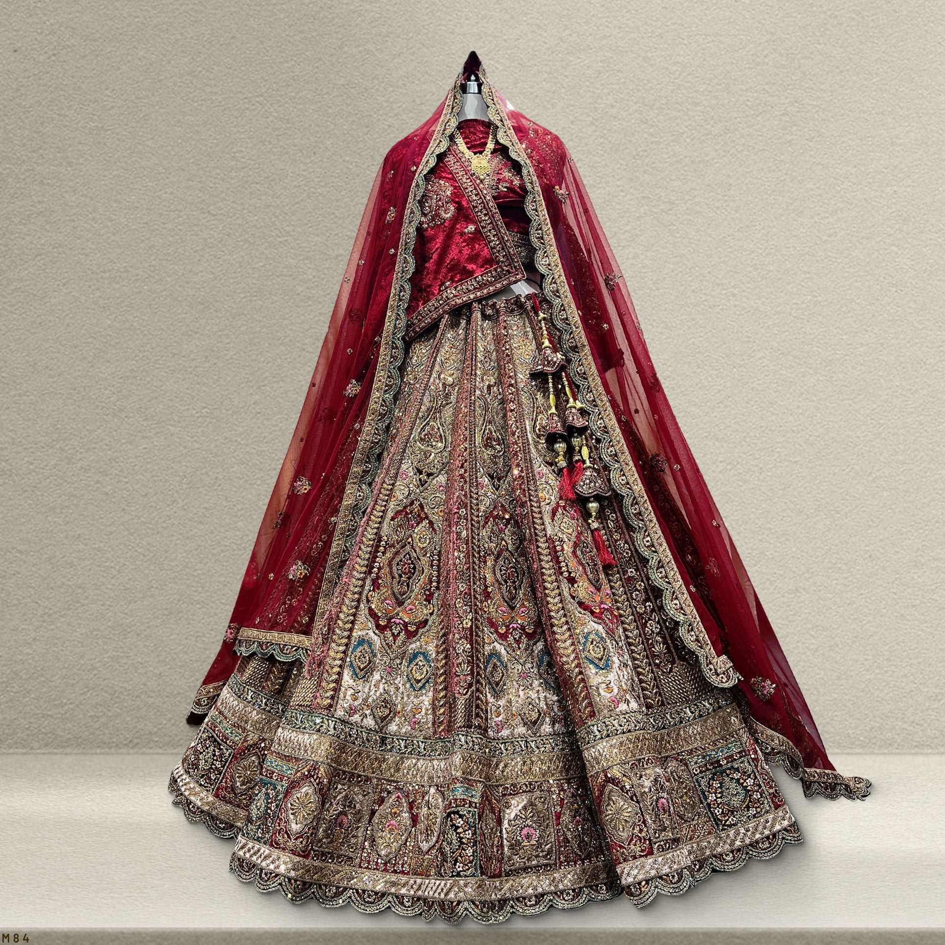 Rajgharana - The Velvet Maroon Bridal Lehenga JMS Studio {{ Royal Red Bridal Lehenga}}