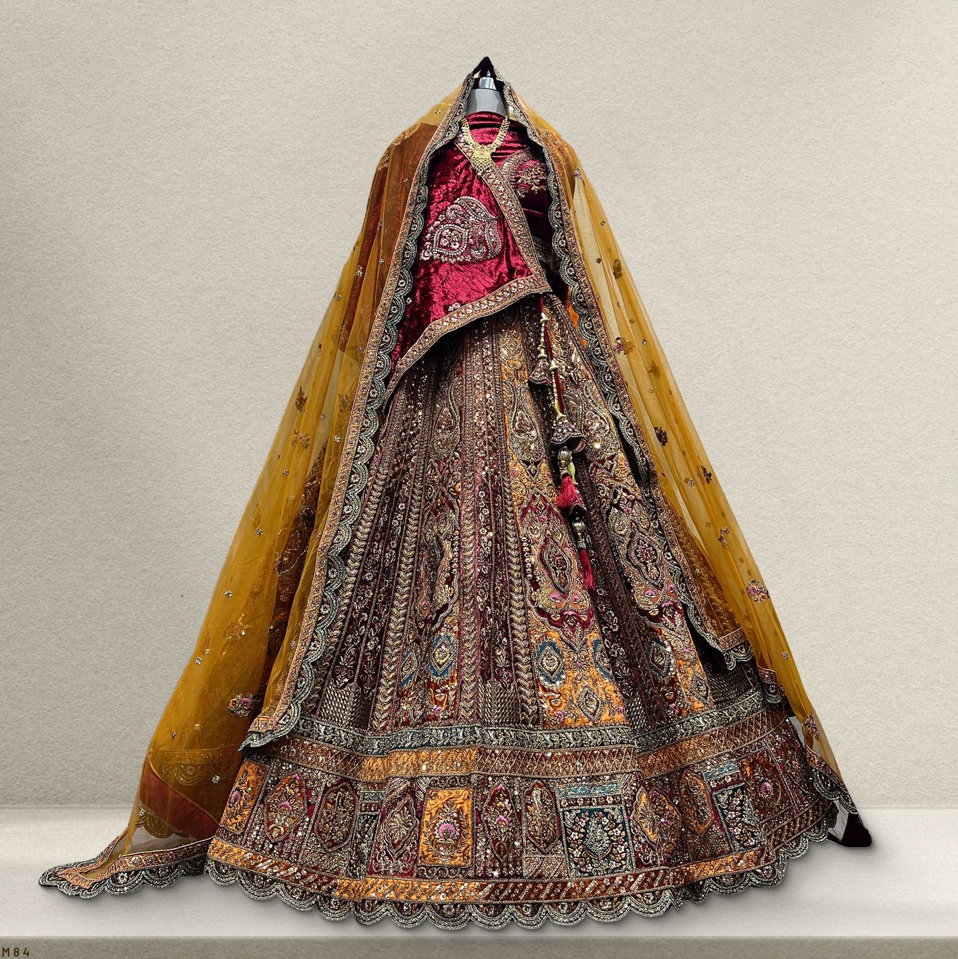 Rajgharana - The Velvet Maroon Bridal Lehenga JMS Studio {{ Royal Red Bridal Lehenga}}