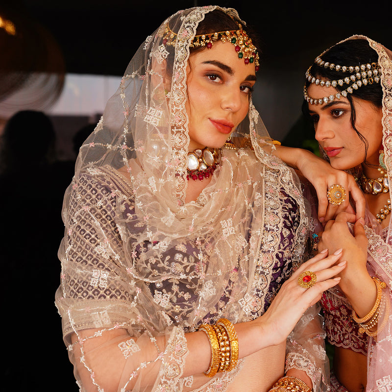 Rosé - Ombre Lavender Lehenga w/h Gorgeous Handwork Dupatta - JMS Studio