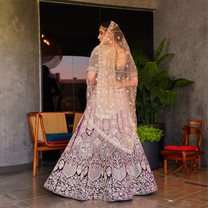 Rosé - Ombre Lavender Lehenga w/h Gorgeous Handwork Dupatta - JMS Studio