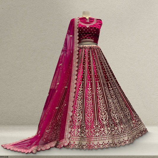 Pagfera - Gorgeous Swarovski Rani Pink Cocktail Lehenga