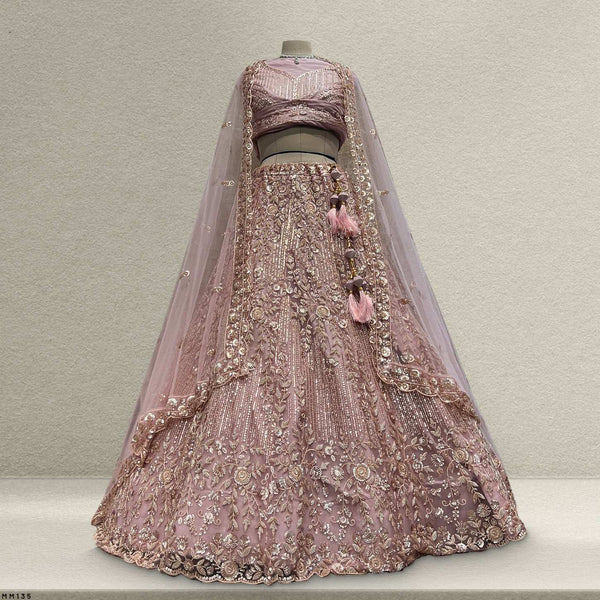 Jazzagals - Beads & Pearls Handwork Soft Pink Designer Lehenga