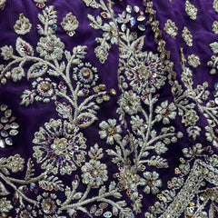 Jazzagals - The Modern 18 Kali Flared Lehenga for Reception for Bride Deep Purple