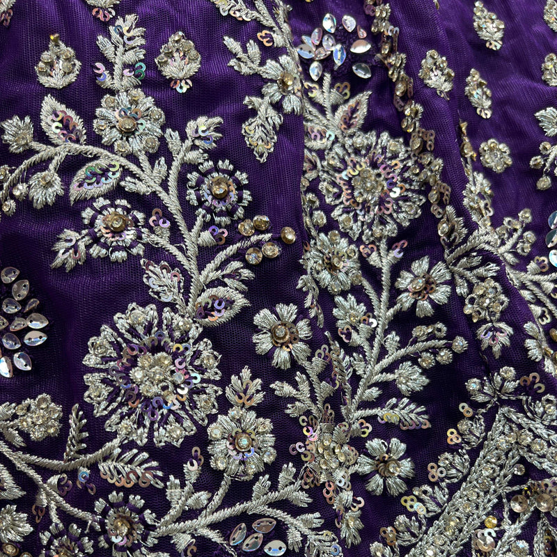 Jazzagals - The Modern 18 Kali Flared Lehenga for Reception for Bride Deep Purple