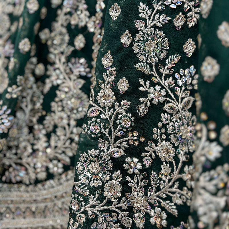 Jazzagals - The Modern 18 Kali Flared Lehenga for Reception for Bride Green