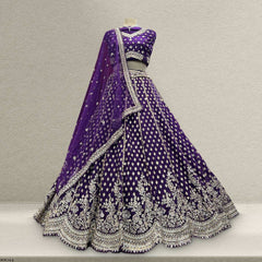 Jazzagals - The Modern 18 Kali Flared Lehenga for Reception for Bride Deep Purple