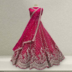Jazzagals - The Modern 18 Kali Flared Lehenga for Reception for Bride Hot Pink
