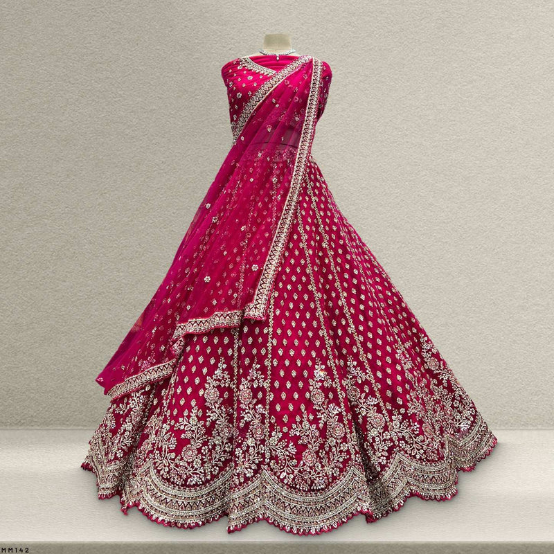 Jazzagals - The Modern 18 Kali Flared Lehenga for Reception for Bride Hot Pink